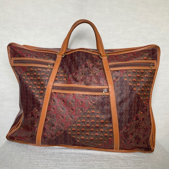 Unbranded Handbags - Suitcase Large Soft Sided Coated Canvas Top Handle Bag Packable Paisley Floral